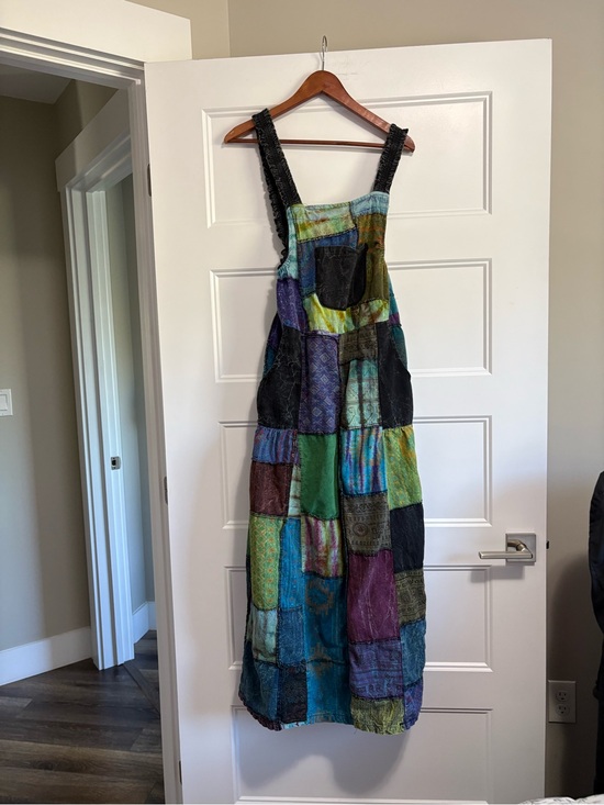 Kathmandu Pants - Kathmandu Patchwork Maxi Dress in Green, Blue, Purple, Black